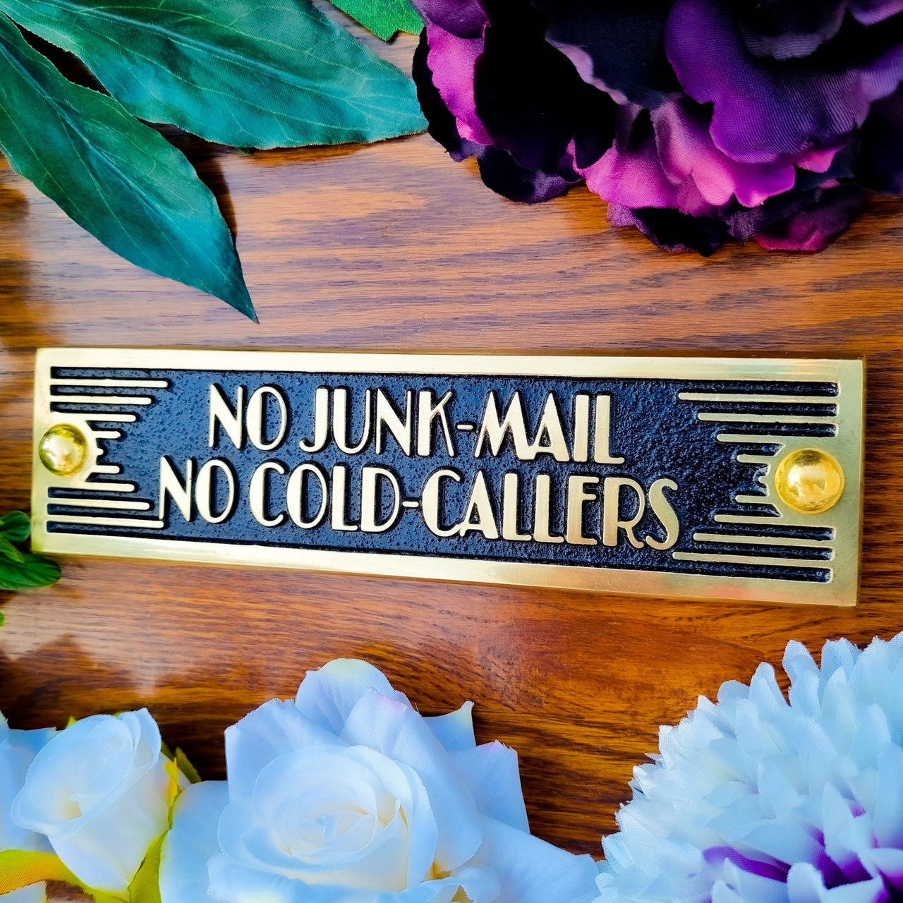 Art Deco 'No Junk Mail No Cold Callers' Door Sign - The Metal Foundry
