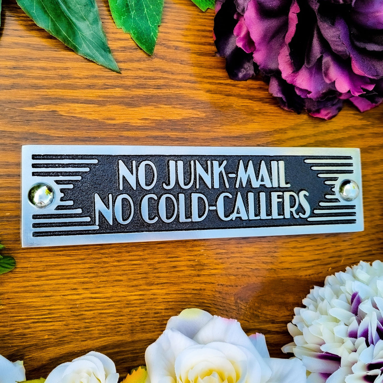 Art Deco 'No Junk Mail No Cold Callers' Door Sign - The Metal Foundry