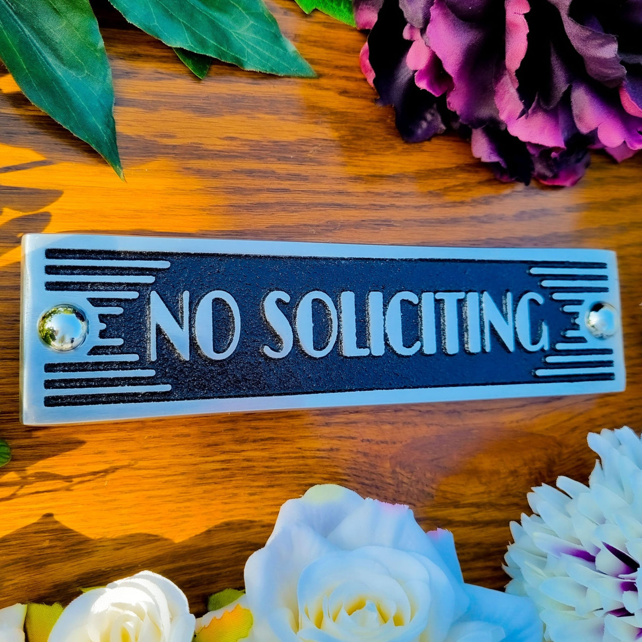 Art Deco 'No Soliciting' Sign - The Metal Foundry