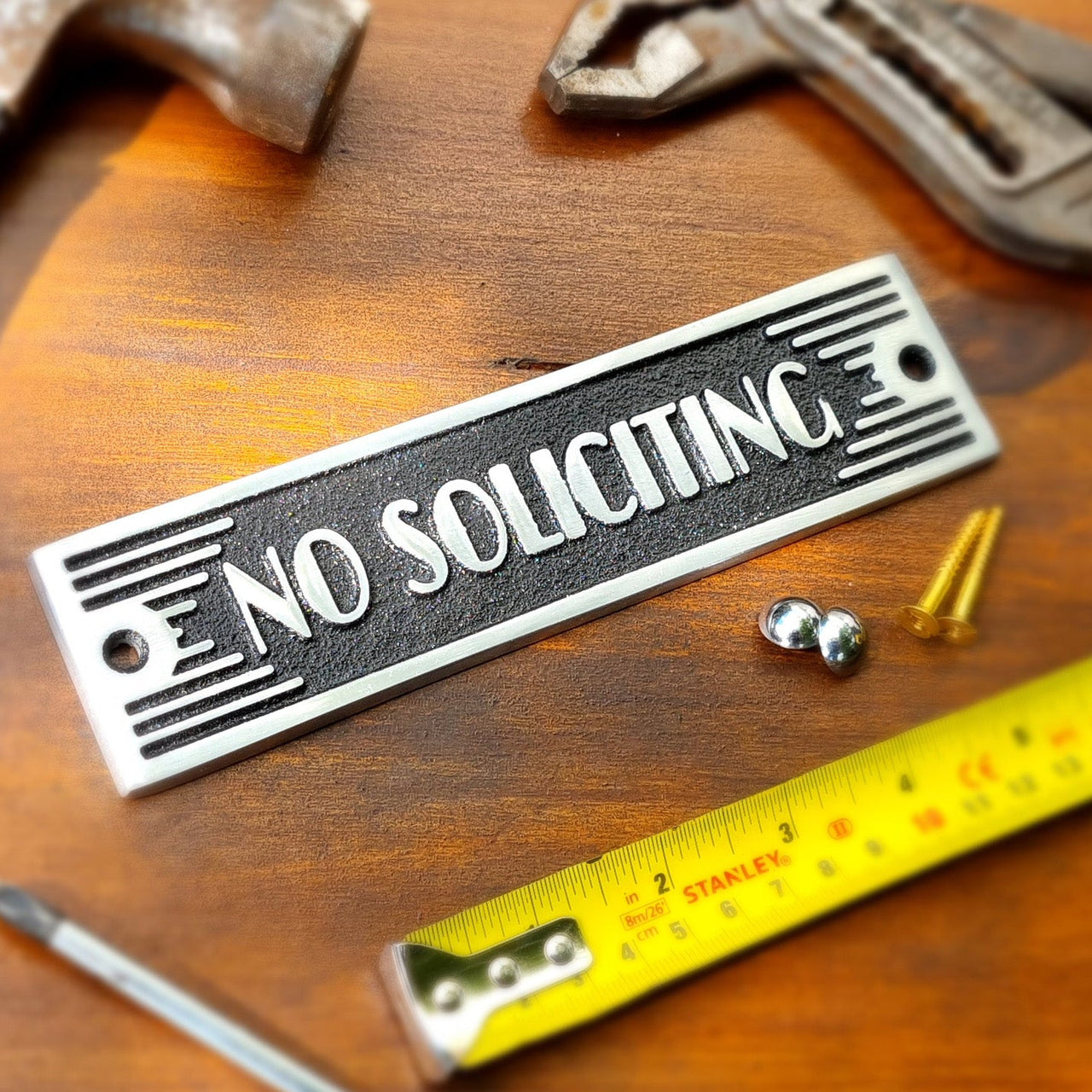 Art Deco 'No Soliciting' Sign - The Metal Foundry