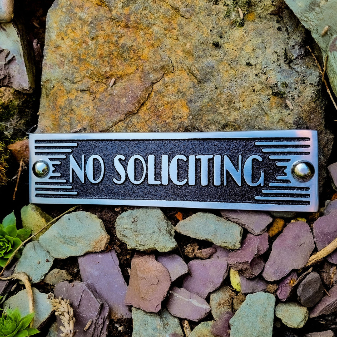 Art Deco 'No Soliciting' Sign - The Metal Foundry