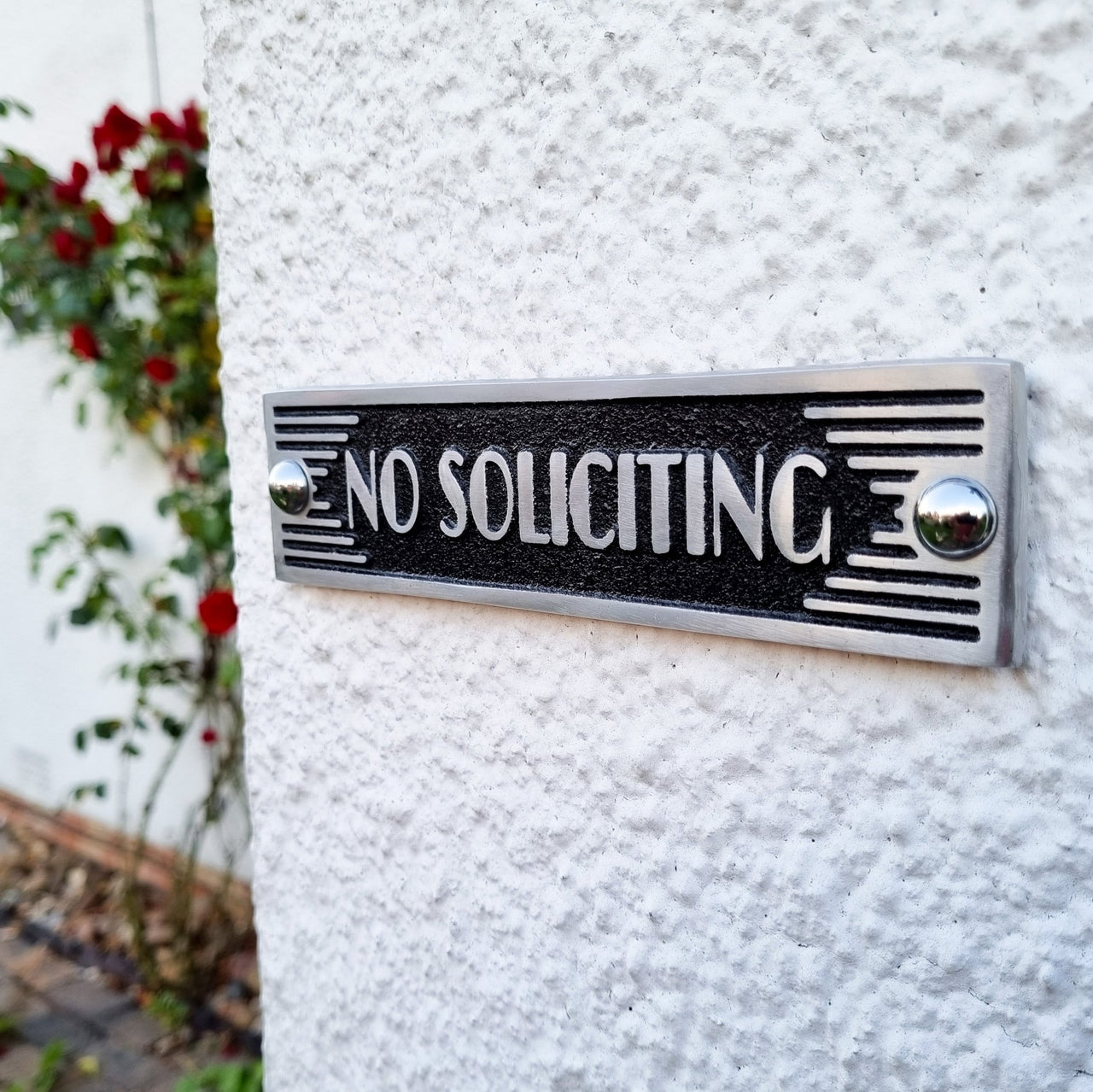 Art Deco 'No Soliciting' Sign - The Metal Foundry