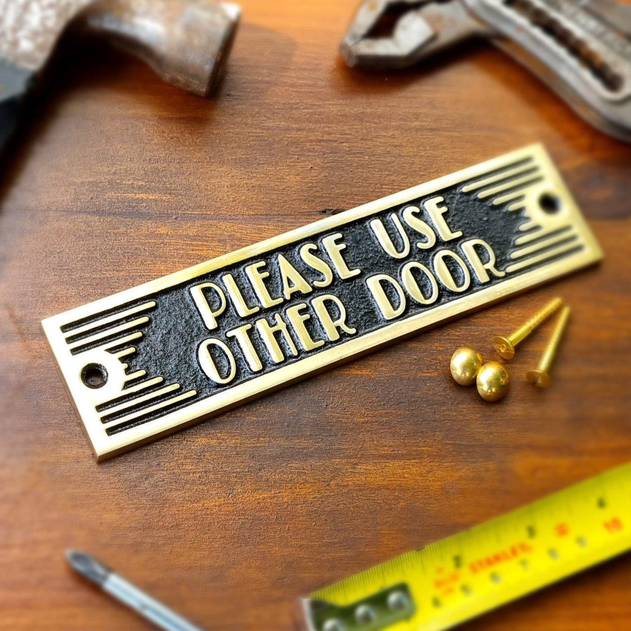 Art Deco 'Please use Other Door' Sign - The Metal Foundry