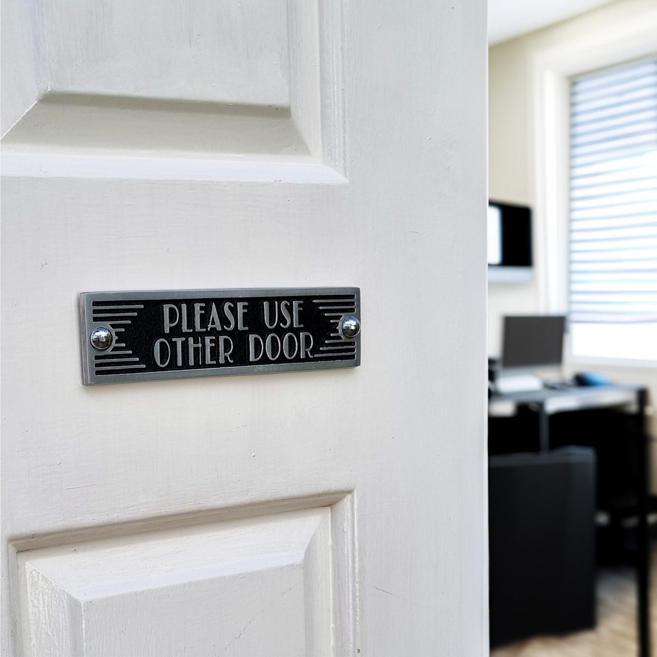 Art Deco 'Please use Other Door' Sign - The Metal Foundry