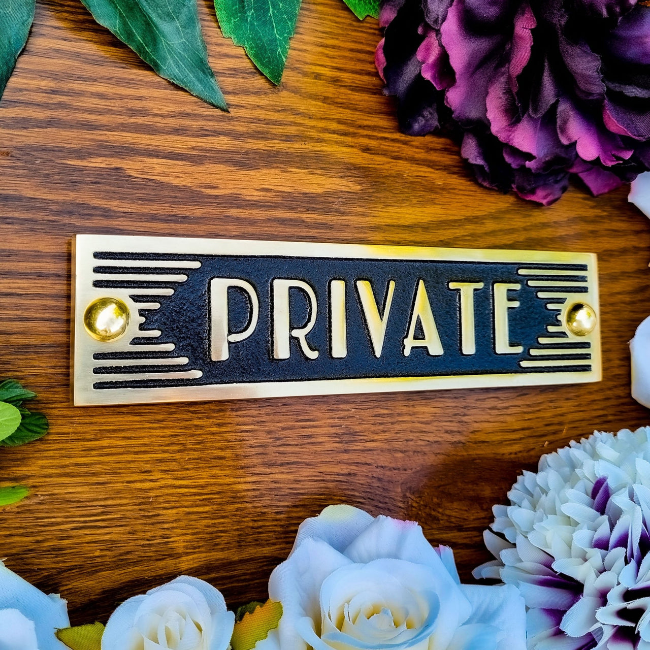 Art Deco 'Private' Door Sign - The Metal Foundry