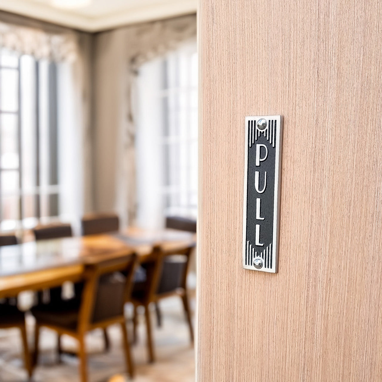 Art Deco 'Pull' Door Sign - The Metal Foundry