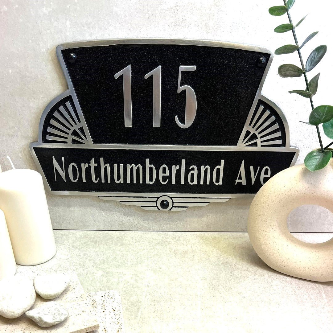 Art Deco Rockefeller Style House Number Sign - The Metal Foundry