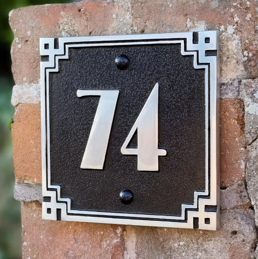 Art Deco Square Style House Number Sign - The Metal Foundry