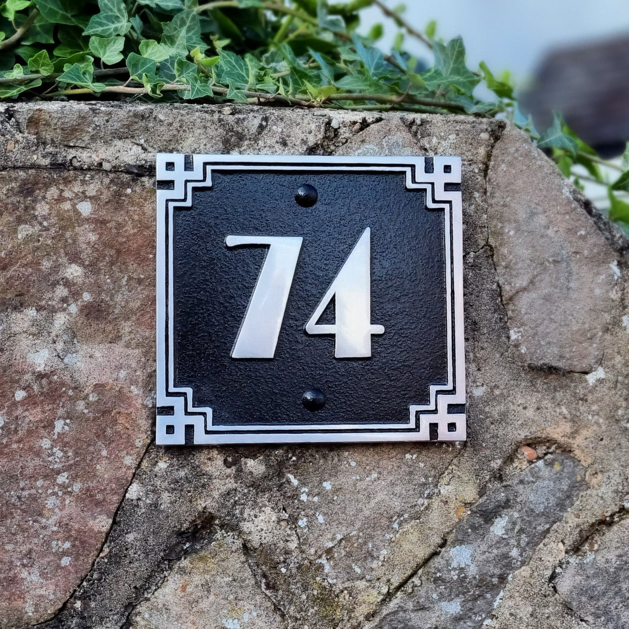 Art Deco Square Style House Number Sign - The Metal Foundry