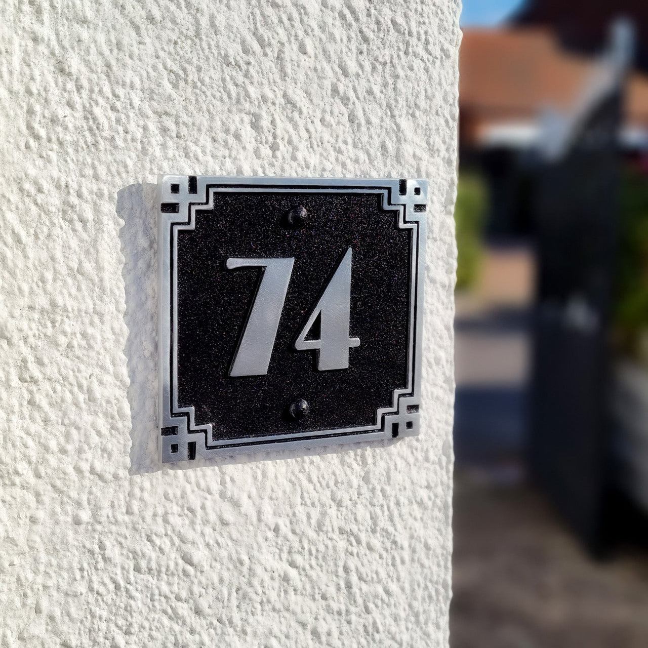 Art Deco Square Style House Number Sign - The Metal Foundry