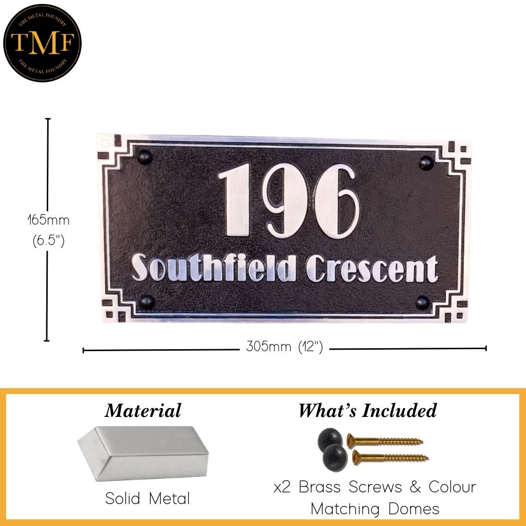 Large Cubic Art Deco Street & Number Sign - The Metal Foundry