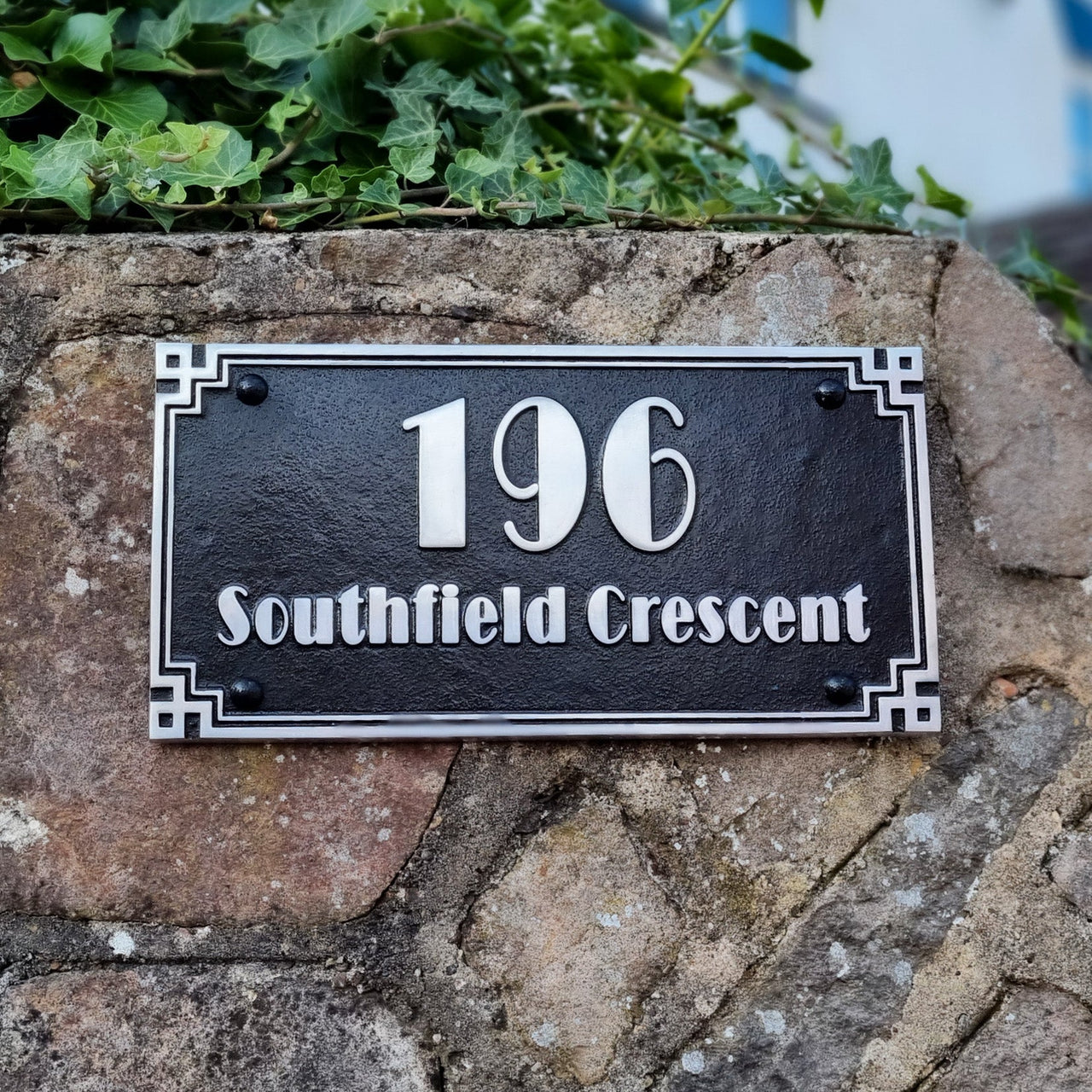 Large Cubic Art Deco Street & Number Sign - The Metal Foundry