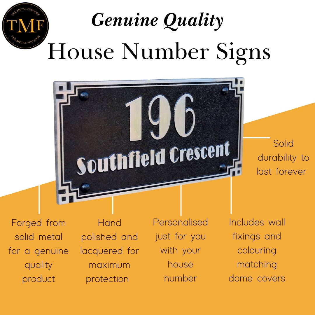 Large Cubic Art Deco Street & Number Sign - The Metal Foundry