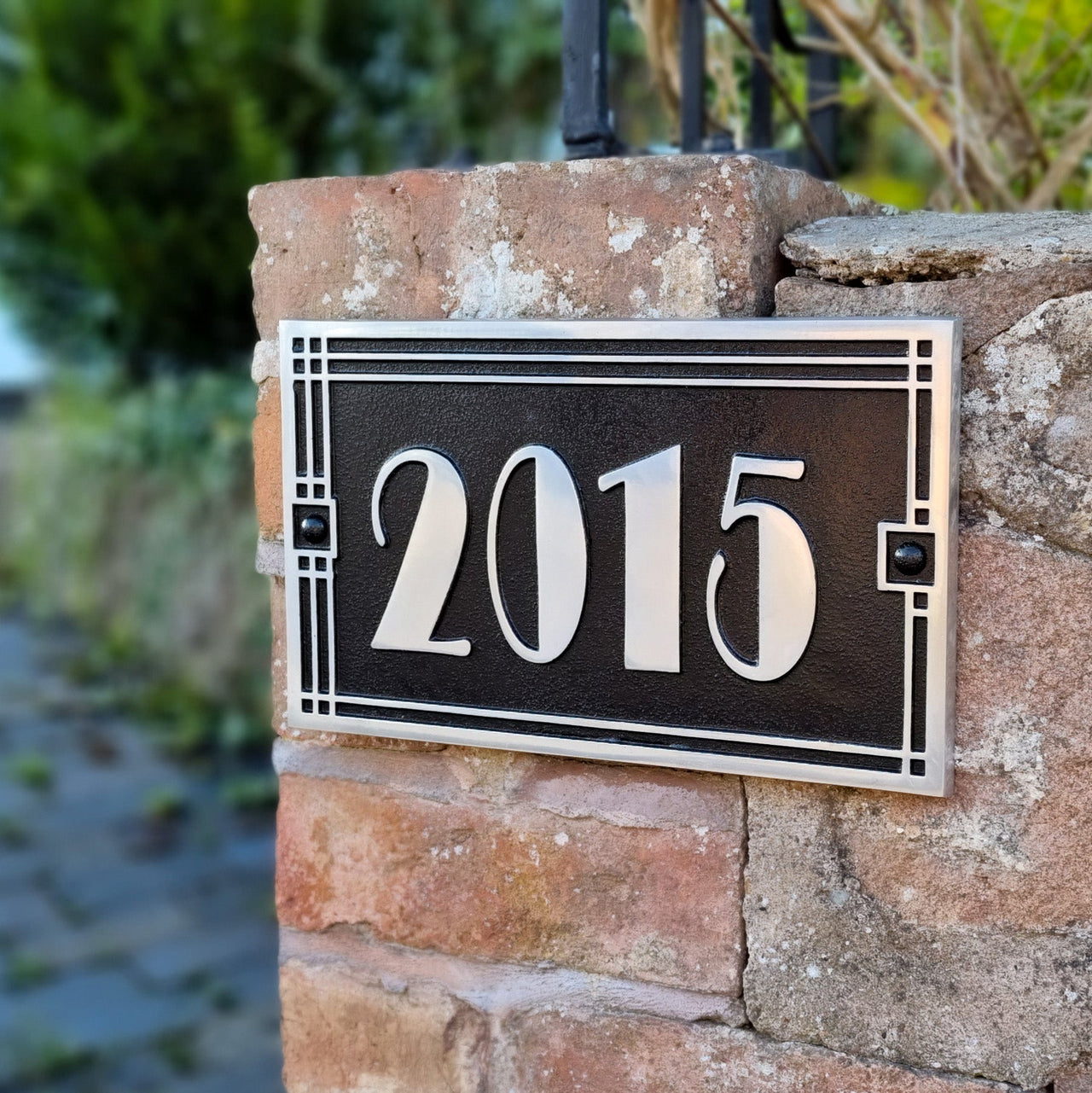 Large Linear Art Deco House Number Sign - The Metal Foundry