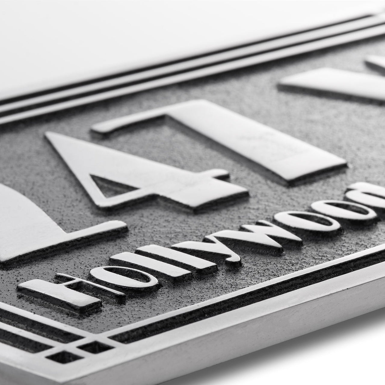 Large Linear Art Deco Street & Number Sign - The Metal Foundry