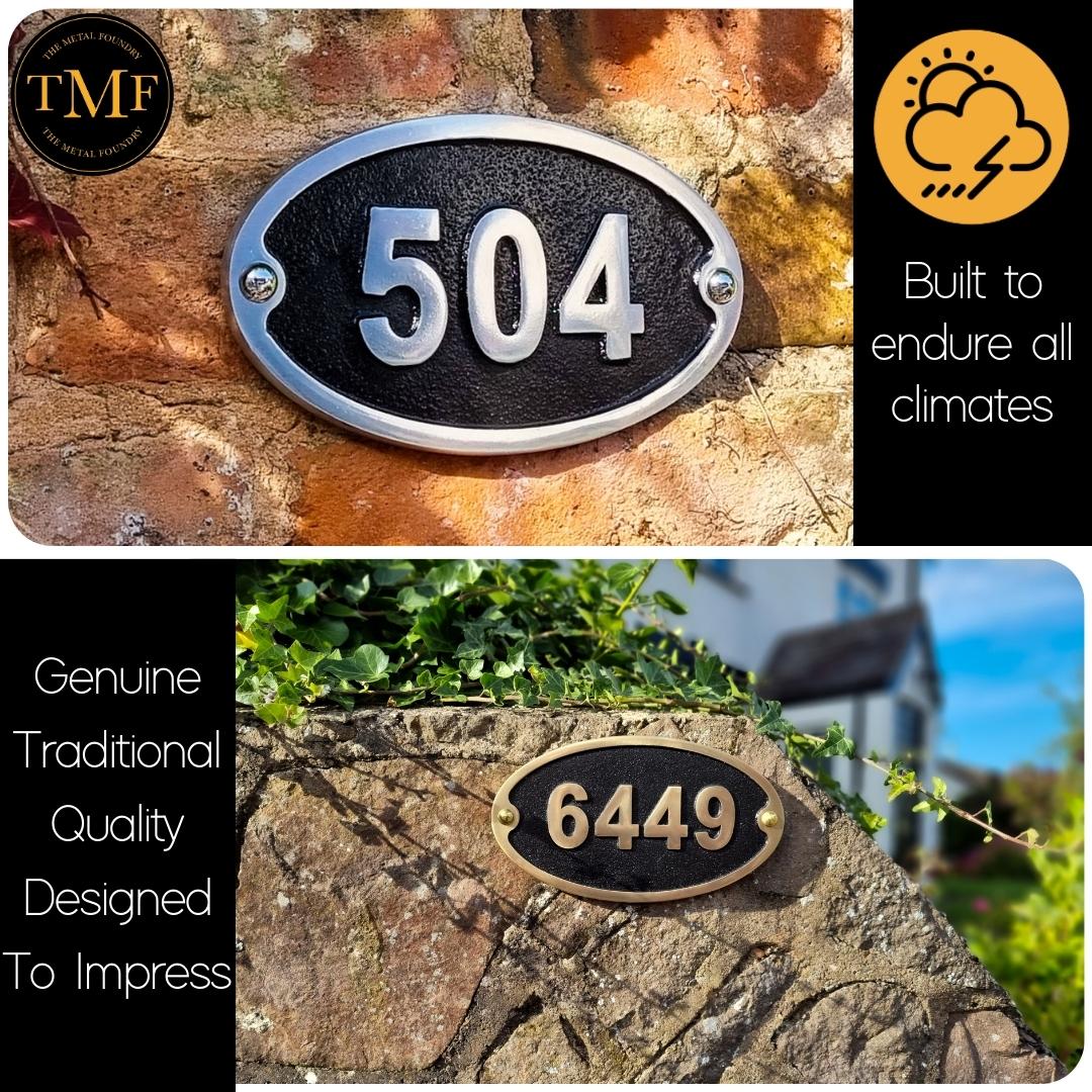 Large Oval Traditional House Number Sign - The Metal Foundry