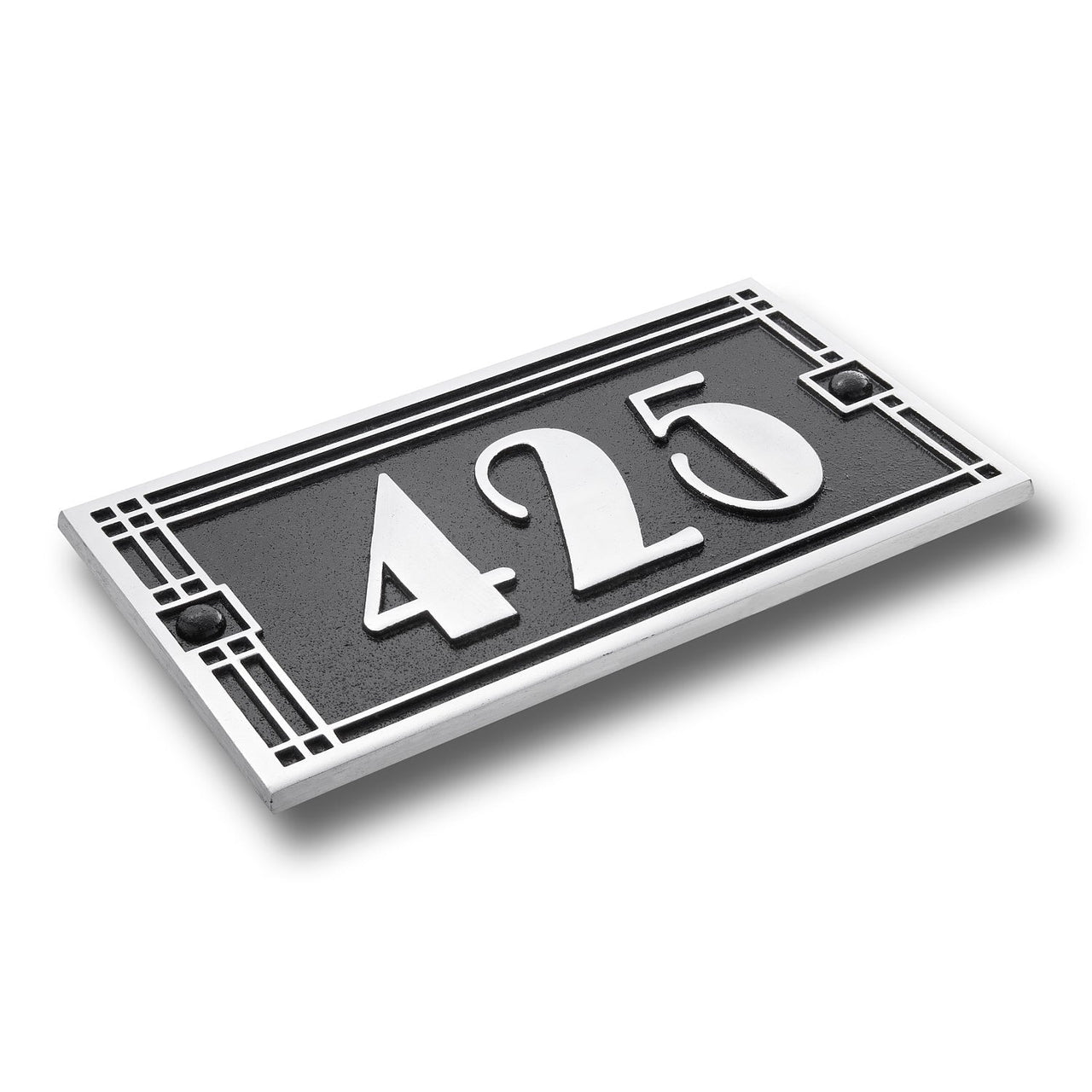 Medium Linear Art Deco House Number Sign - The Metal Foundry