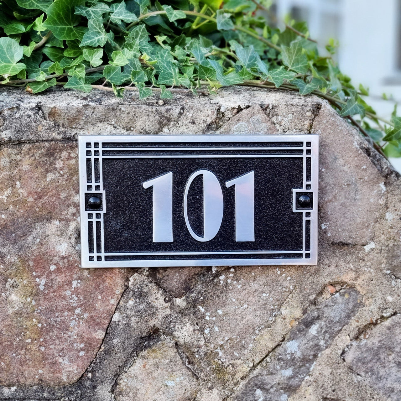 Medium Linear Art Deco House Number Sign - The Metal Foundry
