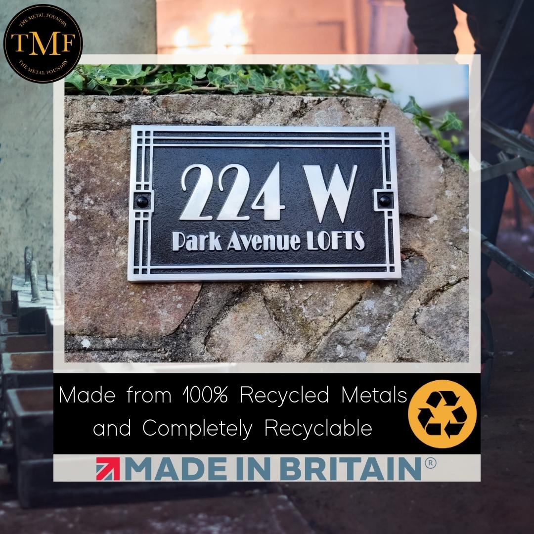 Medium Linear Art Deco House Number Sign - The Metal Foundry