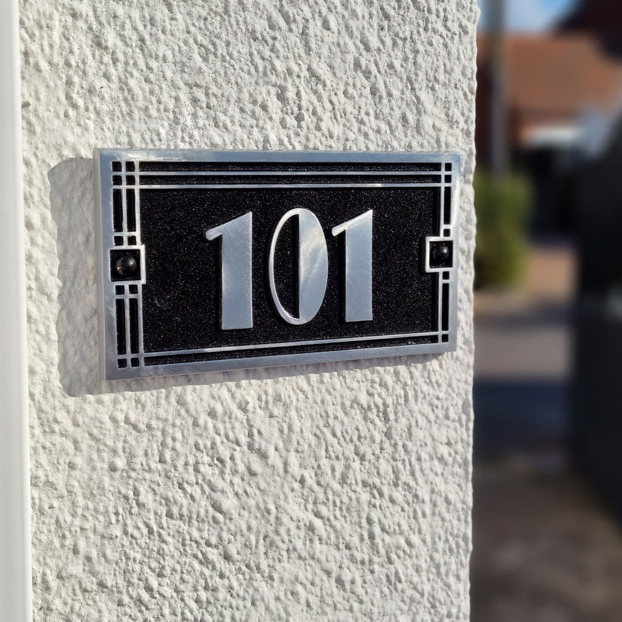 Medium Linear Art Deco House Number Sign - The Metal Foundry