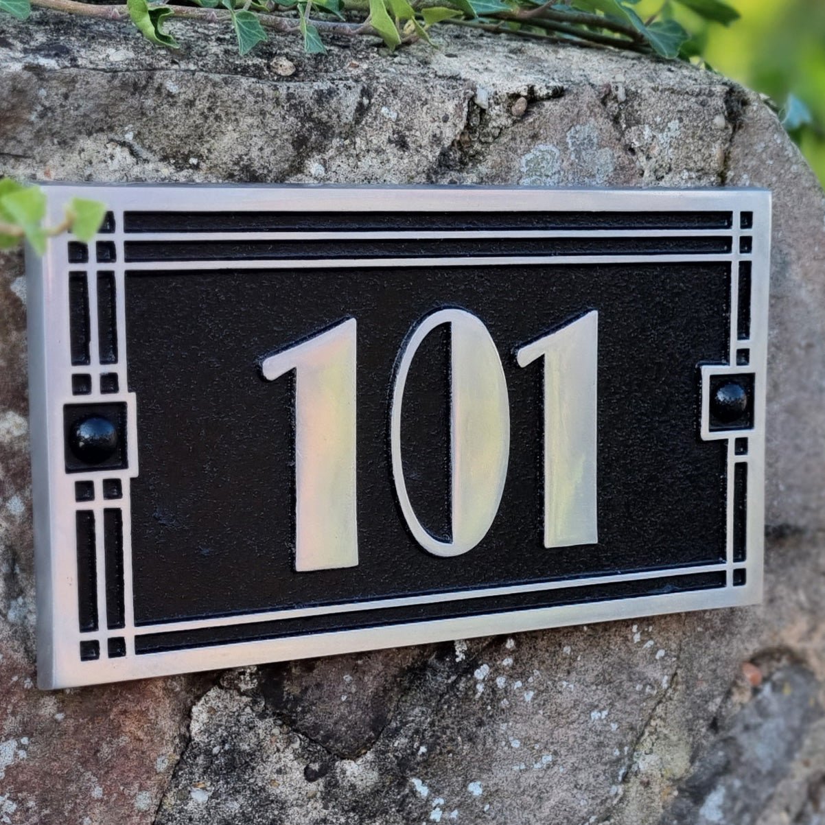 Medium Linear Art Deco House Number Sign - The Metal Foundry
