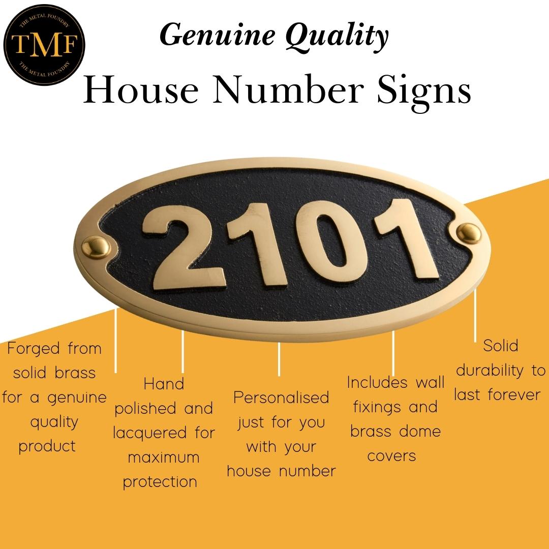 Medium Oval Traditional House Number Sign - The Metal Foundry
