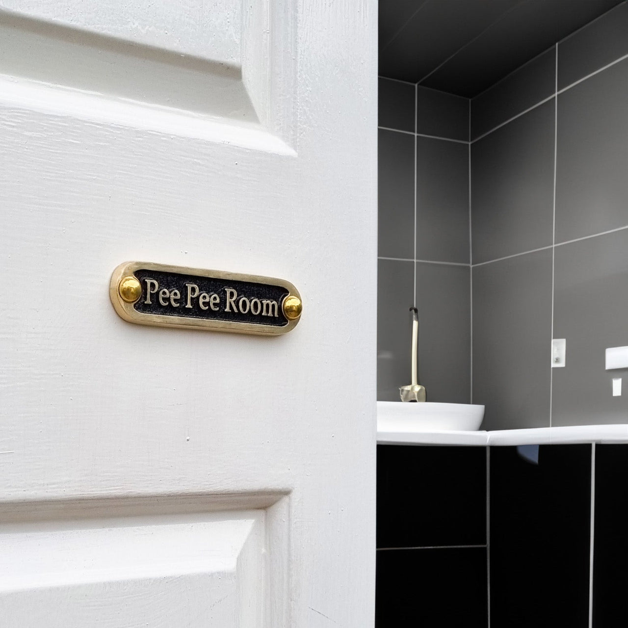 'Pee Pee Room' Door Sign - The Metal Foundry