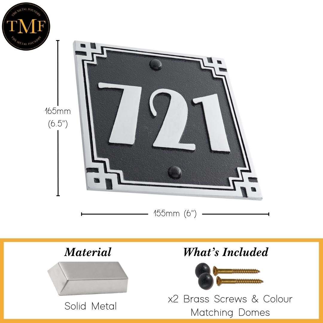 Regular Cubic Art Deco House Number Sign - The Metal Foundry