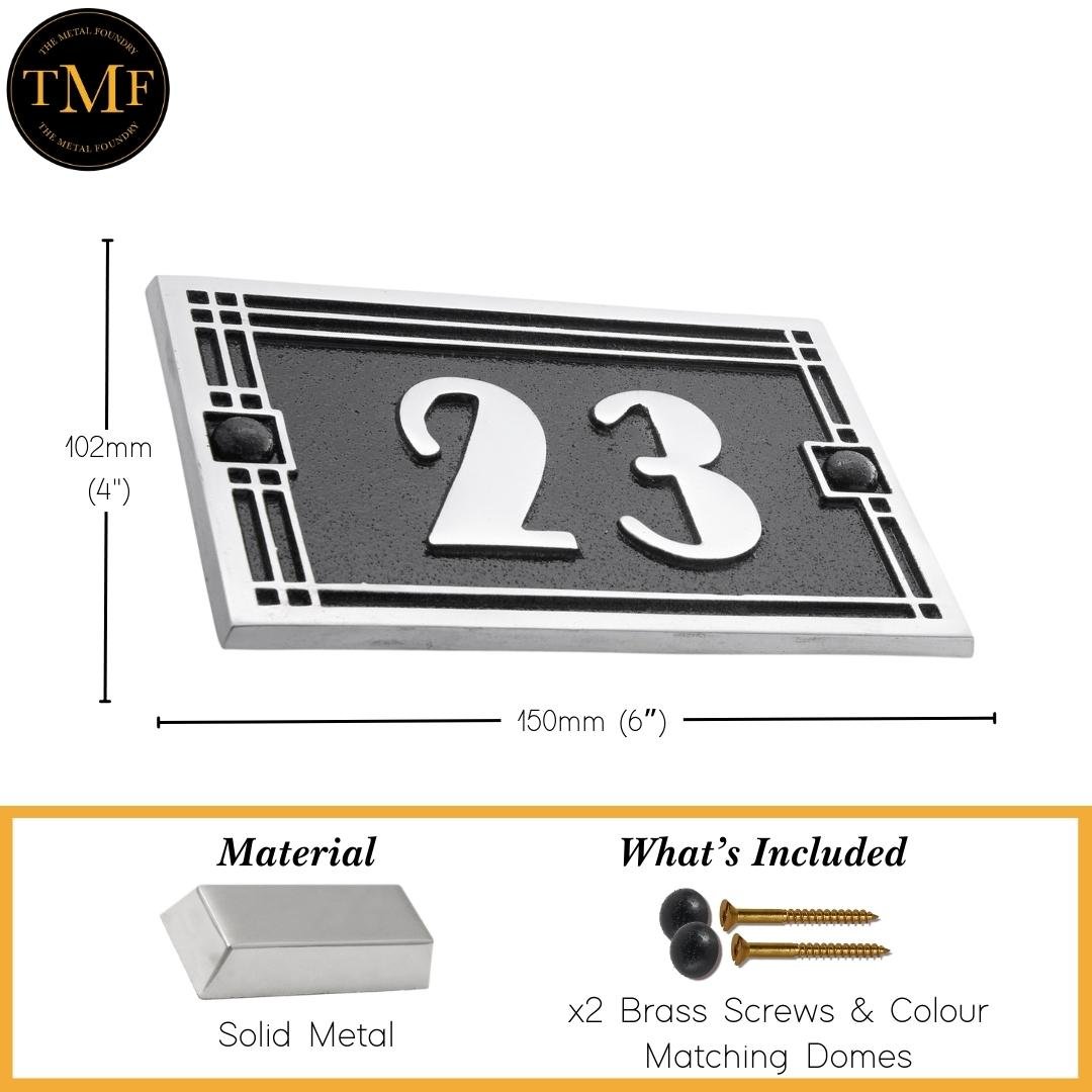 Small Linear Art Deco House Number Sign - The Metal Foundry